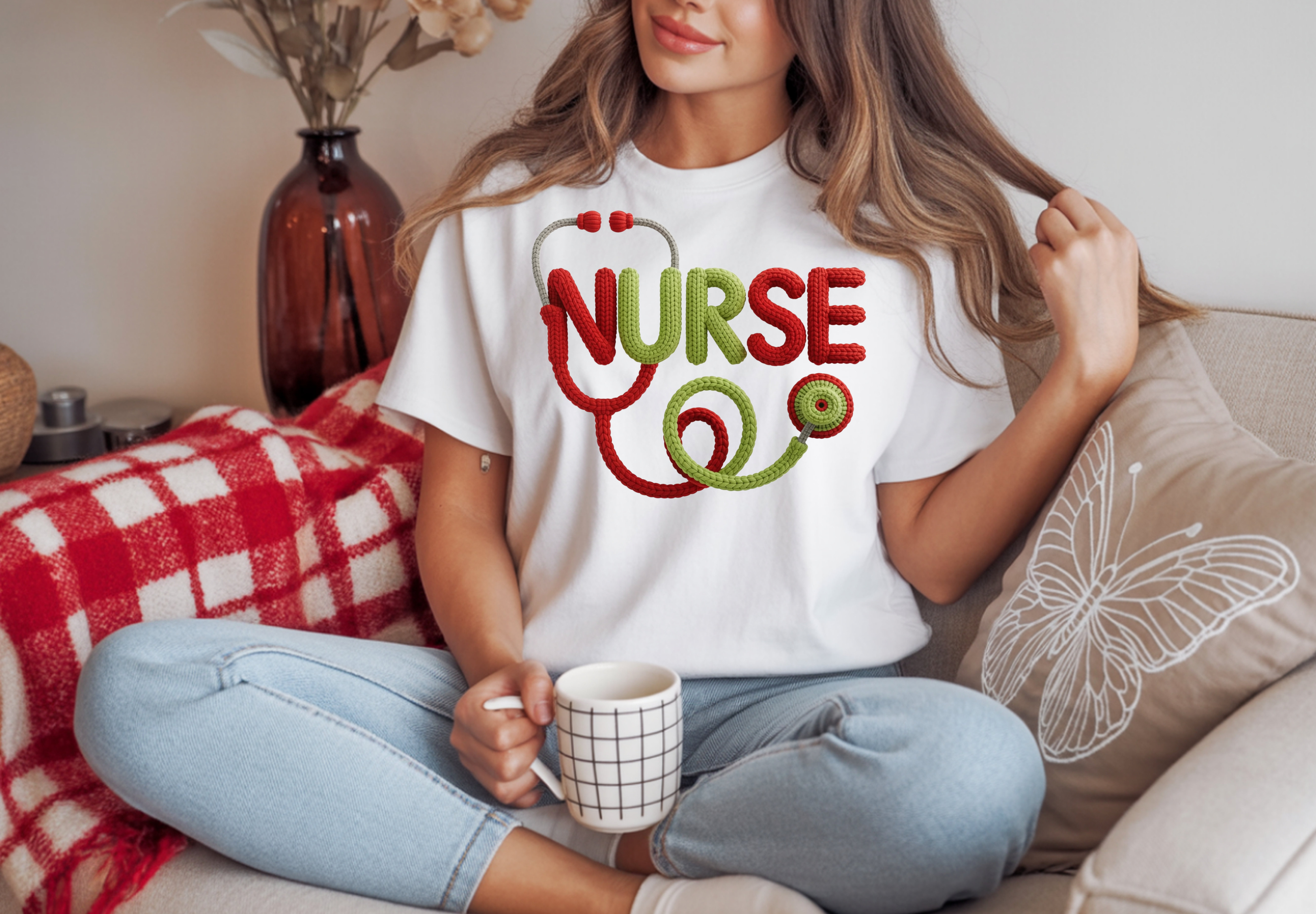 Holiday Faux Yarn Nurse T-shirt